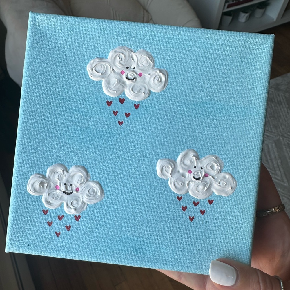 Hand painted canvas - textured art of clouds